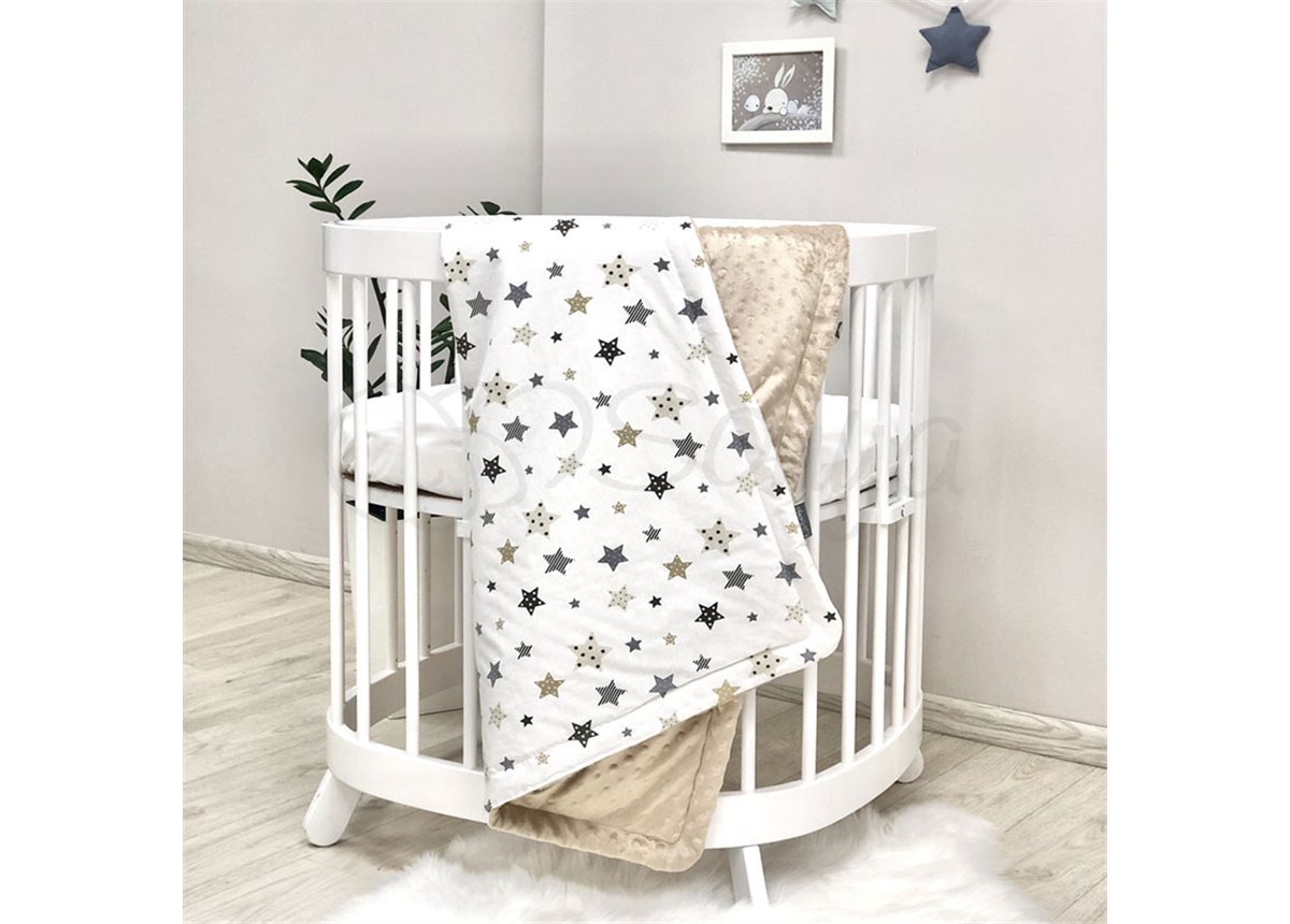 Плед Minky Звезды серо-бежевые бежевый 80х100 Маленькая Соня