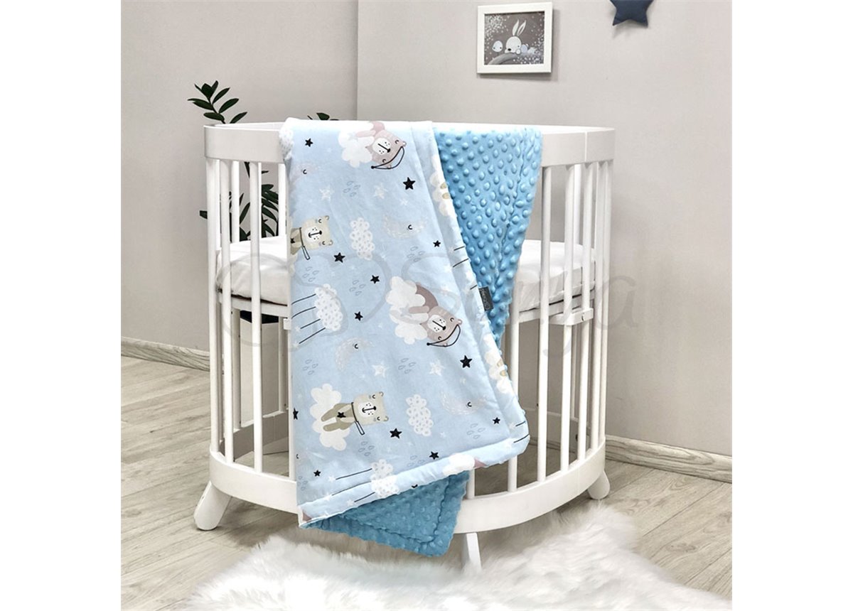 Плед Minky Коты в облаках голубые 80х100 Маленькая Соня