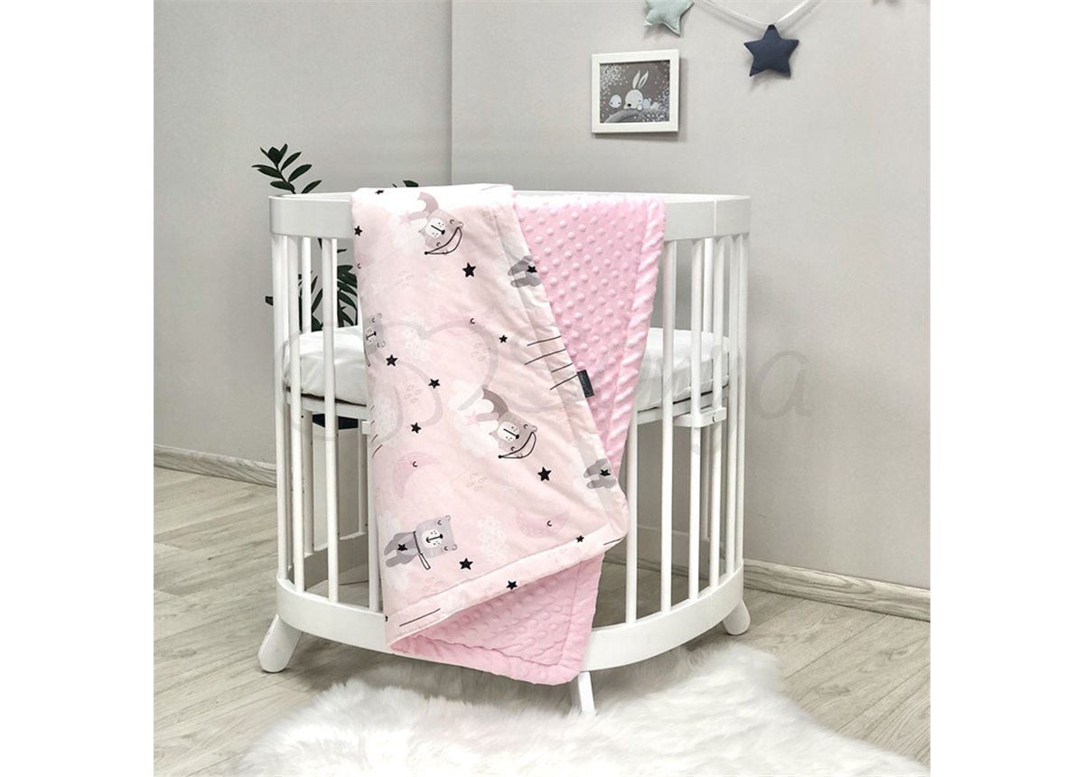 Плед Minky Коты в облаках розовые 80х100 Маленькая Соня