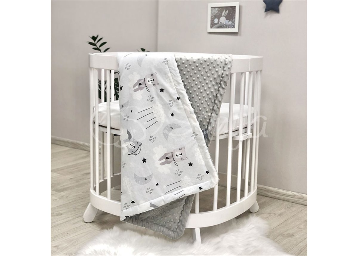 Плед Minky Коты в облаках серые 80х100 Маленькая Соня