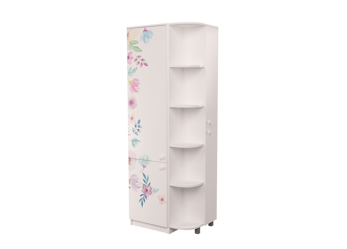 Пенал с эркером (высокий фасад) Цветы Mebelkon 211x50x50