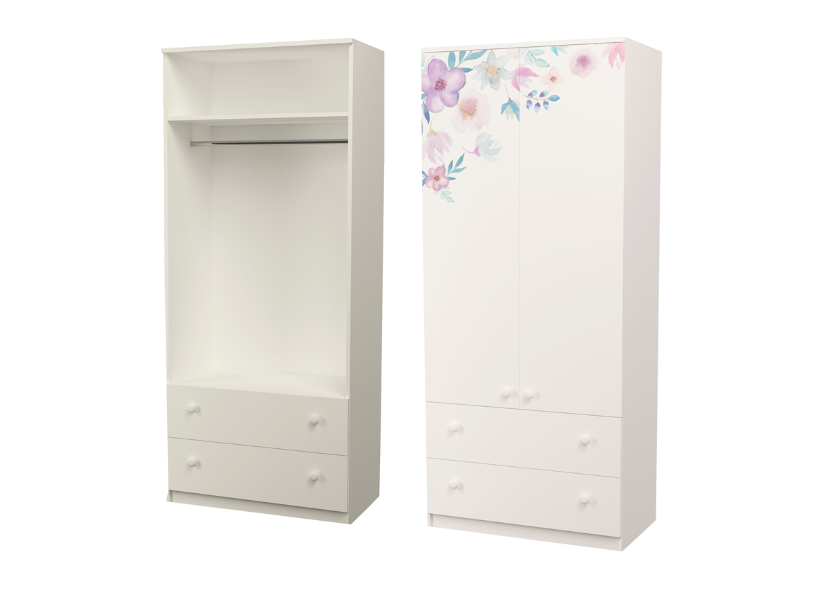 Шкаф с ящиками и трубой Цветы MebelKon 211x100x50