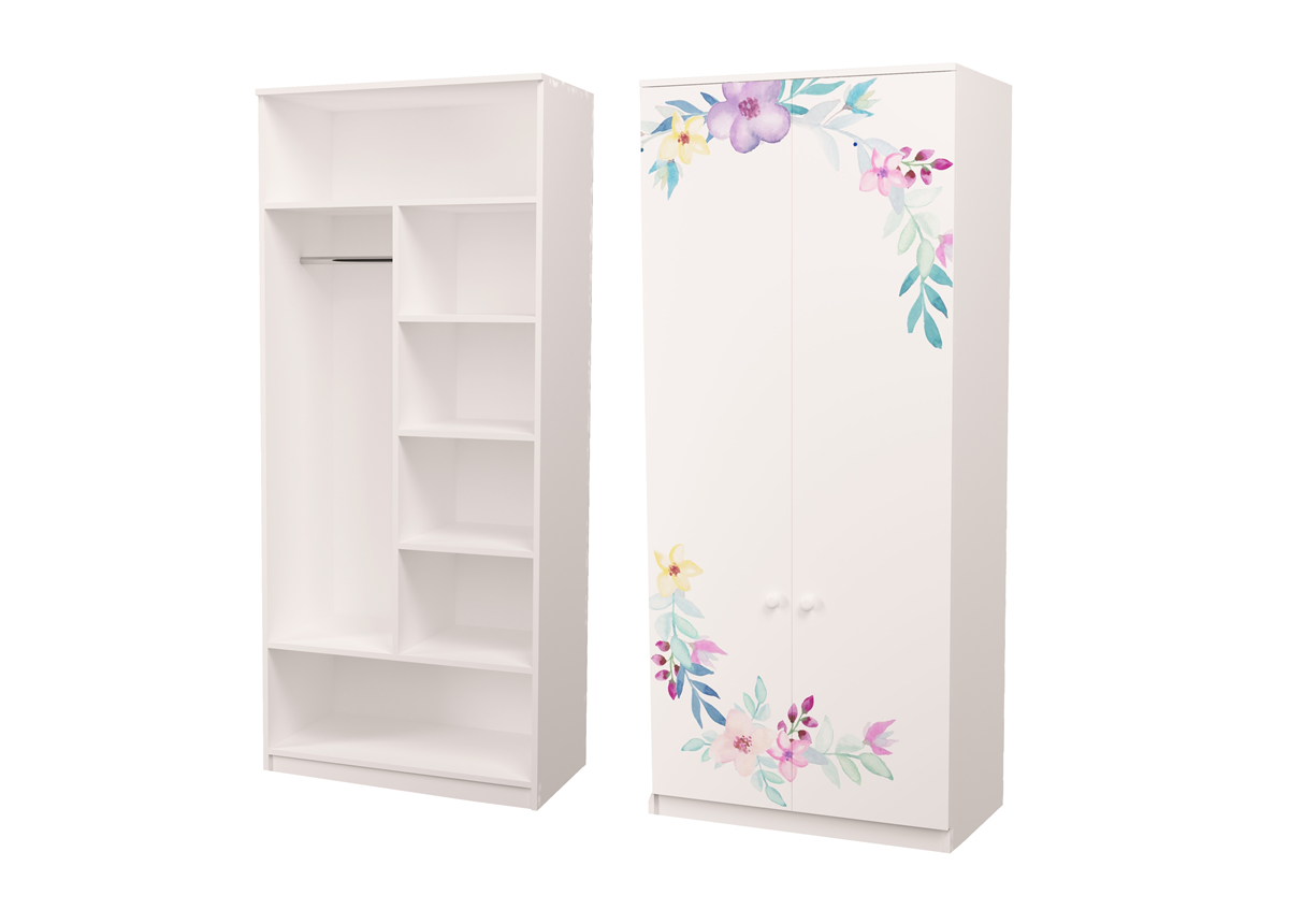 Шкаф комбинированный Цветы MebelKon 211x80x50 Шкаф комбинированный Цветы MebelKon 211x80x50