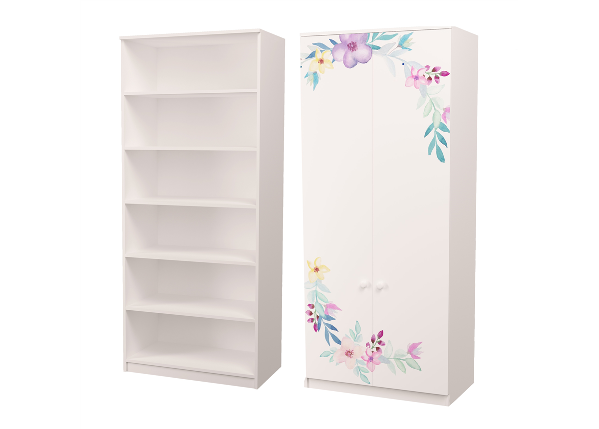 Шкаф с полками Цветы MebelKon 211x100x50