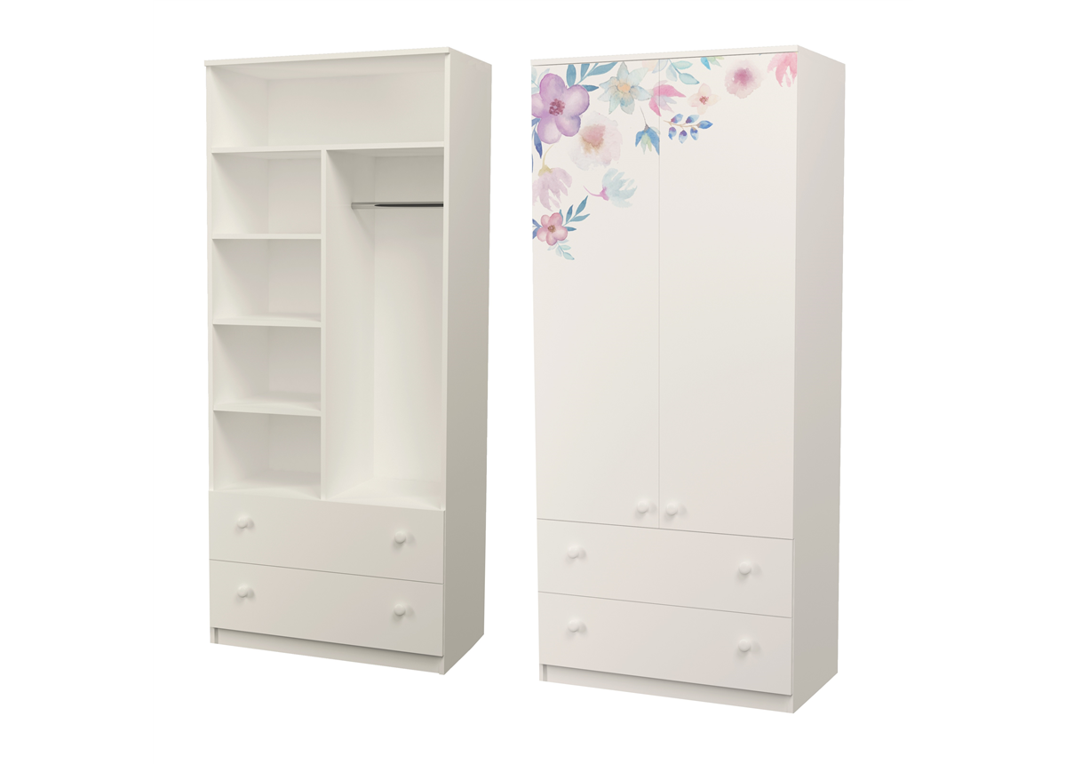 Шкаф с ящиками (верх комбинированный) Цветы MebelKon 211x90x50