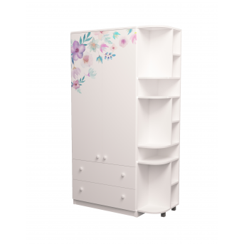 Шкаф с ящиками и эркером (верх комбинированный) Цветы MebelKon 211x110x50