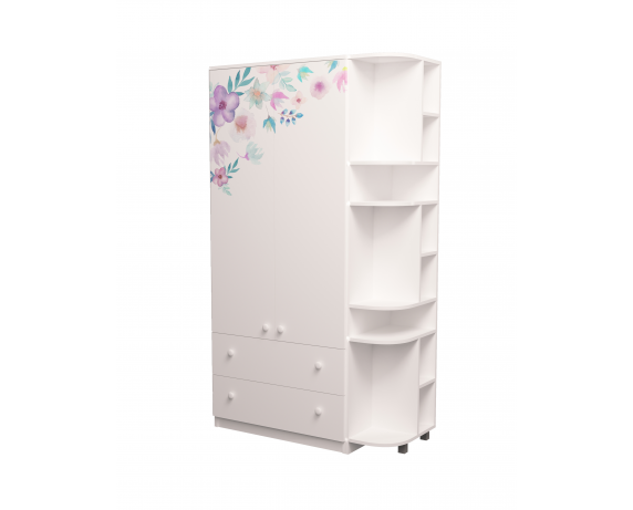 Шкаф с ящиками и эркером (верх комбинированный) Цветы MebelKon 211x130x50