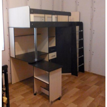 Кровать-чердак с выдвижным столом и угловым шкафом (к1-4) Fimebel 80x190