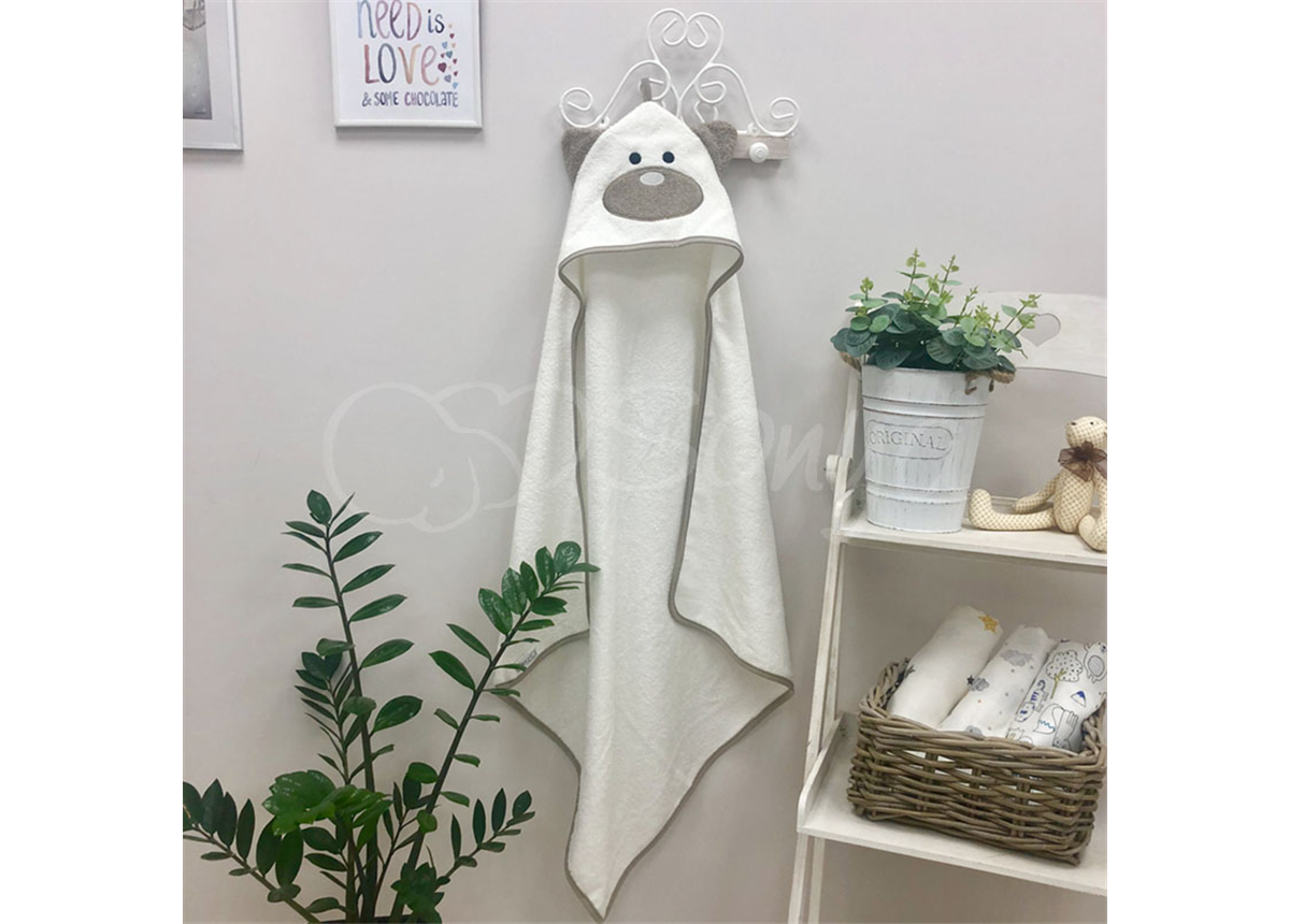 Полотенце-уголок Мишка молочный 80x80 Маленькая Соня