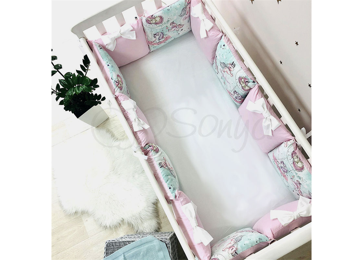 Бортики Shine Единорог розовый + простынь Маленькая Соня