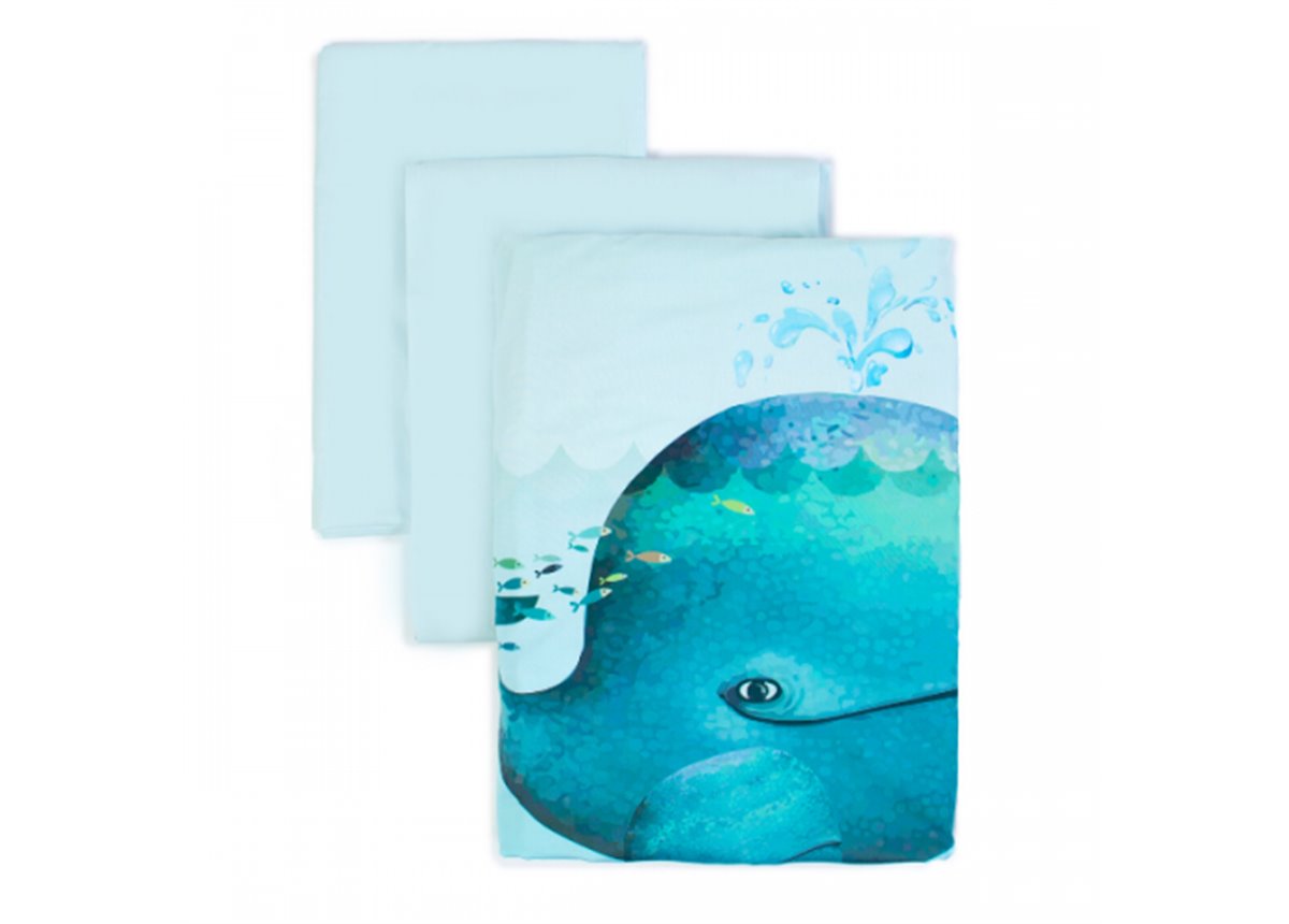 Сменный постельный комплект Veres Menthol whale (3 предмета)