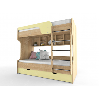 Двухьярусная кровать МДФ лестница спереди НИТ 80x190 Fmebel		