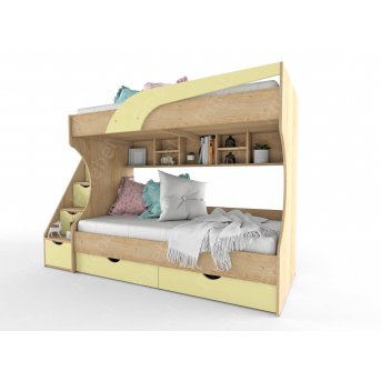 Двухьярусная кровать с ящиками-ступеньками НИТ  80x190 Fmebel		