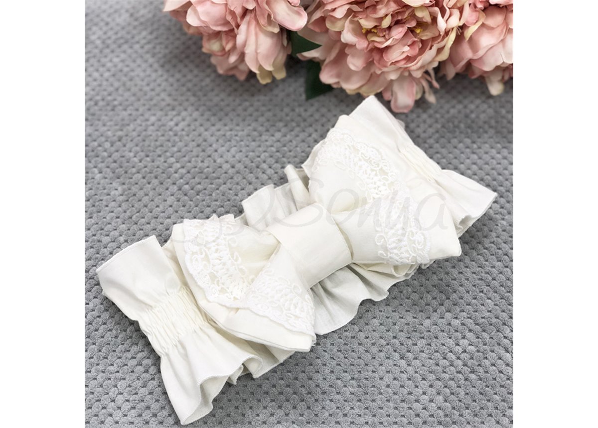 Бант с резинкой (кружево) молочный Маленькая Соня 