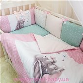 Комплект Akvarel Зайка с бабочками (6 предметов) для круглых кроваток Маленькая Соня разноцветный