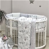 Комплект Baby Design Коты в облаках серый (6 предметов) для круглых кроваток Маленькая Соня