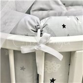 Комплект Baby Design Коты в облаках серый (6 предметов) для круглых кроваток Маленькая Соня