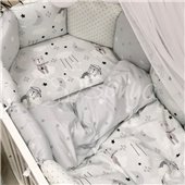 Комплект Baby Design Коты в облаках серый (6 предметов) для круглых кроваток Маленькая Соня