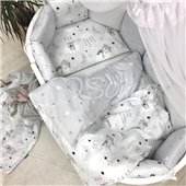 Комплект Baby Design Коты в облаках серый (6 предметов) для круглых кроваток Маленькая Соня