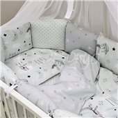 Комплект Baby Design Коты в облаках серый (6 предметов) для круглых кроваток Маленькая Соня