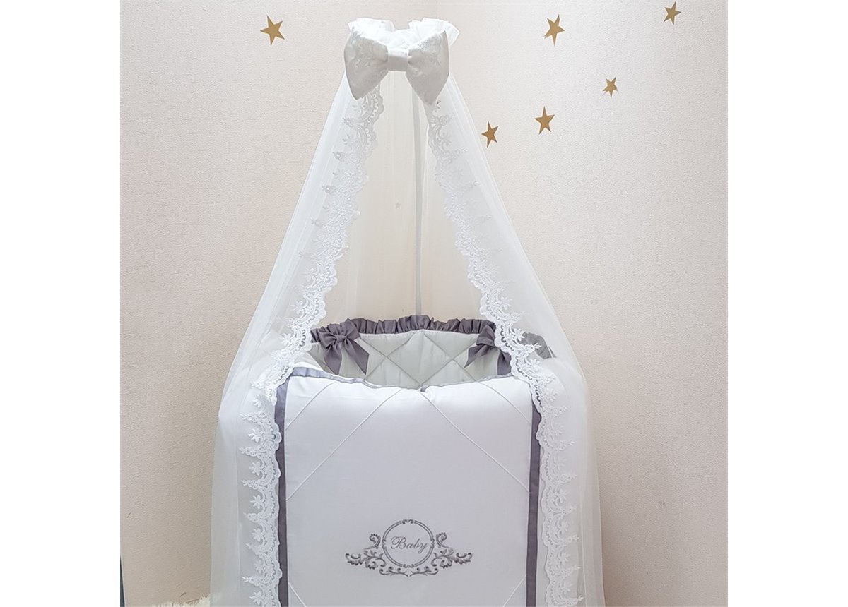Комплект Belissimo серый ( 6 предметов ) для круглых кроваток Маленькая Соня