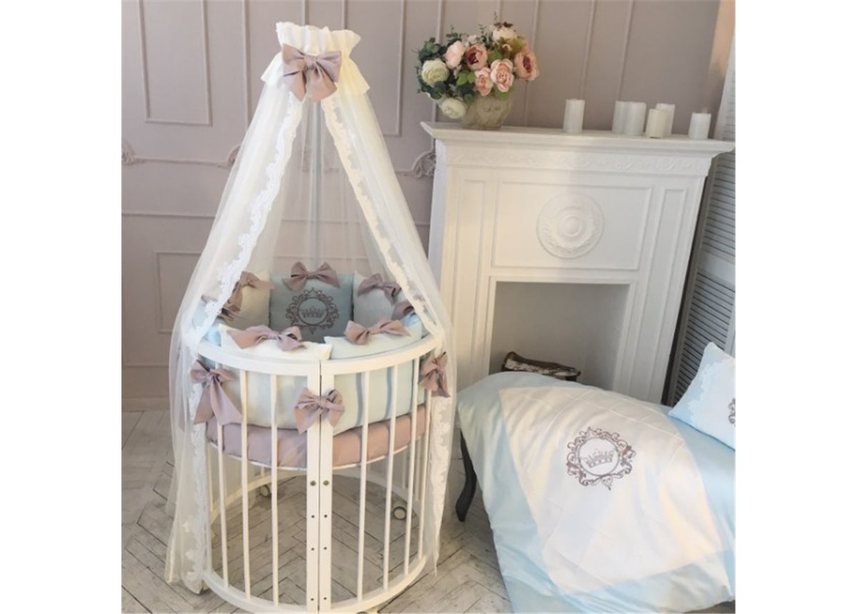 Комплект Elegance голубой (7 предметов) для круглых кроваток Маленькая Соня