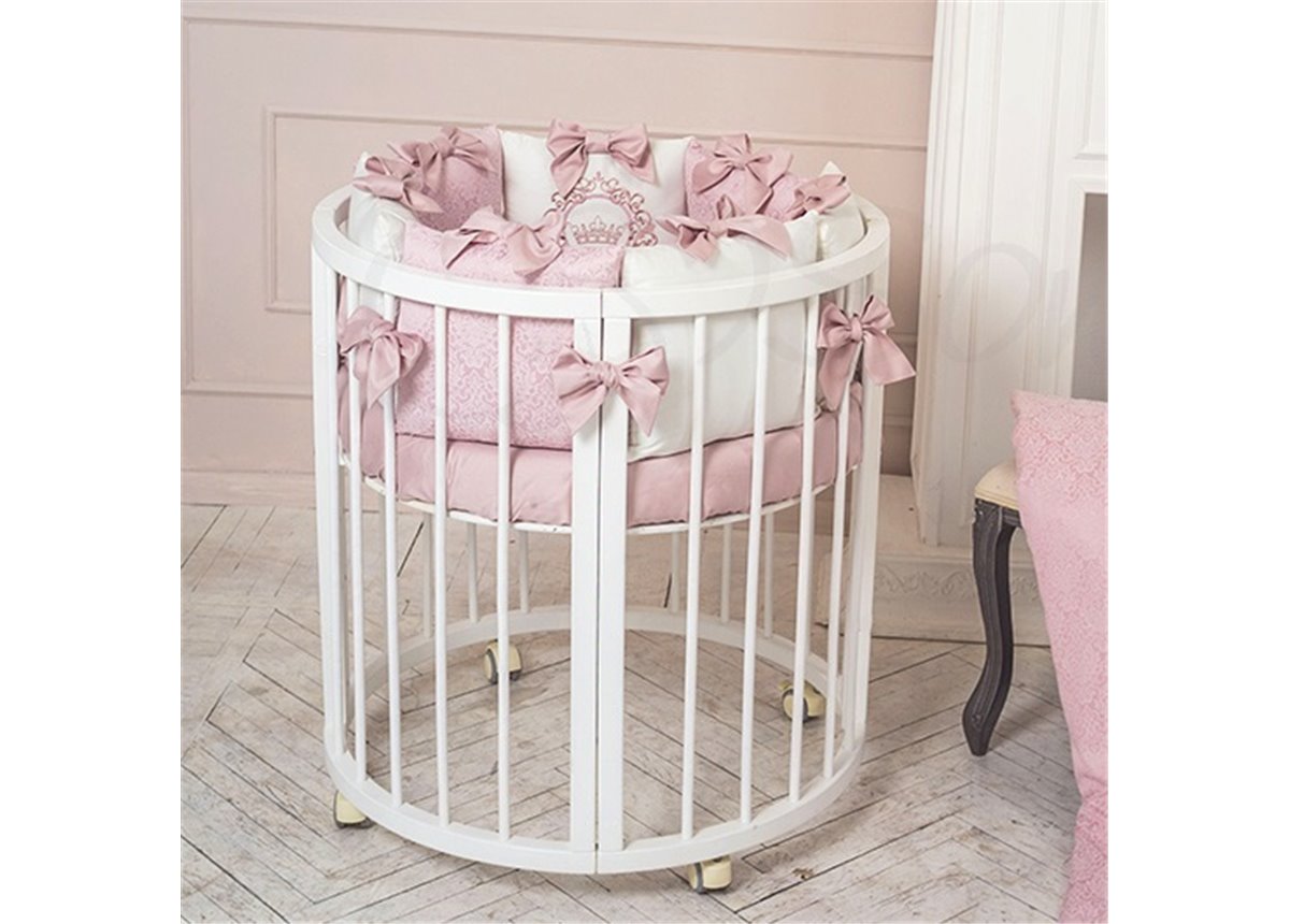 Комплект Elegance пыльная роза (6 предметов) для круглых кроваток Маленькая Соня