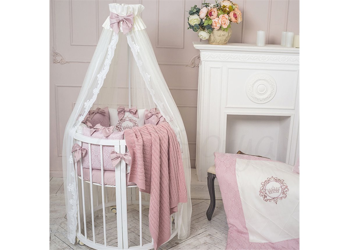 Комплект Elegance розовый (7 предметов) для круглых кроваток Маленькая Соня