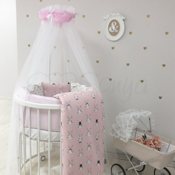 Комплект Shine Алиса (6 предметов) для круглых кроваток Маленькая Соня розовый