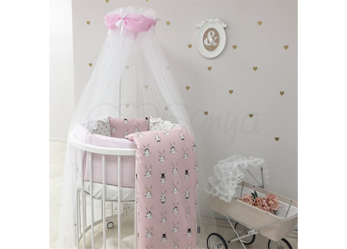 Комплект Shine Алиса (6 предметов) для круглых кроваток Маленькая Соня розовый