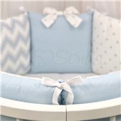 Комплект Shine зигзаг (6 предметов) для круглых кроваток Маленькая Соня голубой