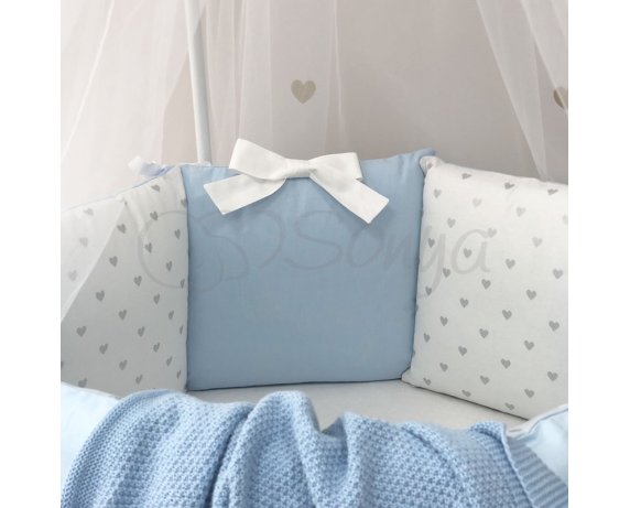Комплект Shine Сердечко (6 предметов) для круглых кроваток Маленькая Соня Голубой