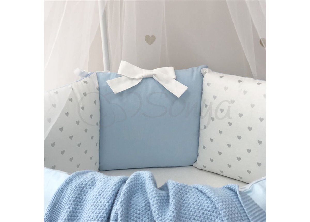 Комплект Shine Сердечко (6 предметов) для круглых кроваток Маленькая Соня Голубой
