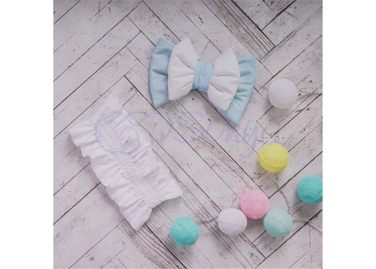 Бант с резинкой (кружево) голубой Маленькая Соня 