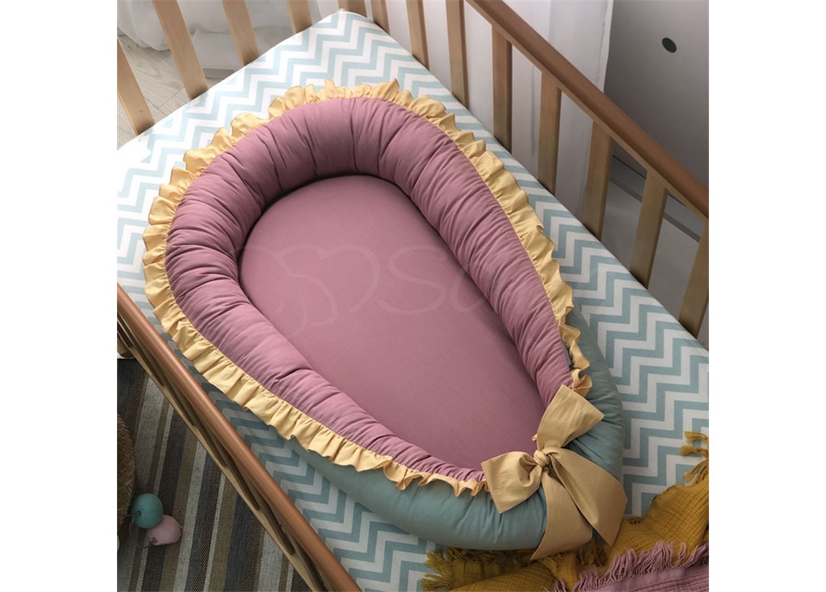 Кокон универсальный мята-брусника-рюш горчица Маленькая Соня 65x30