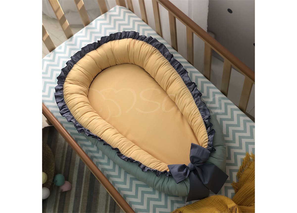 Кокон универсальный мята-горчица-рюш Маленькая Соня 65x30