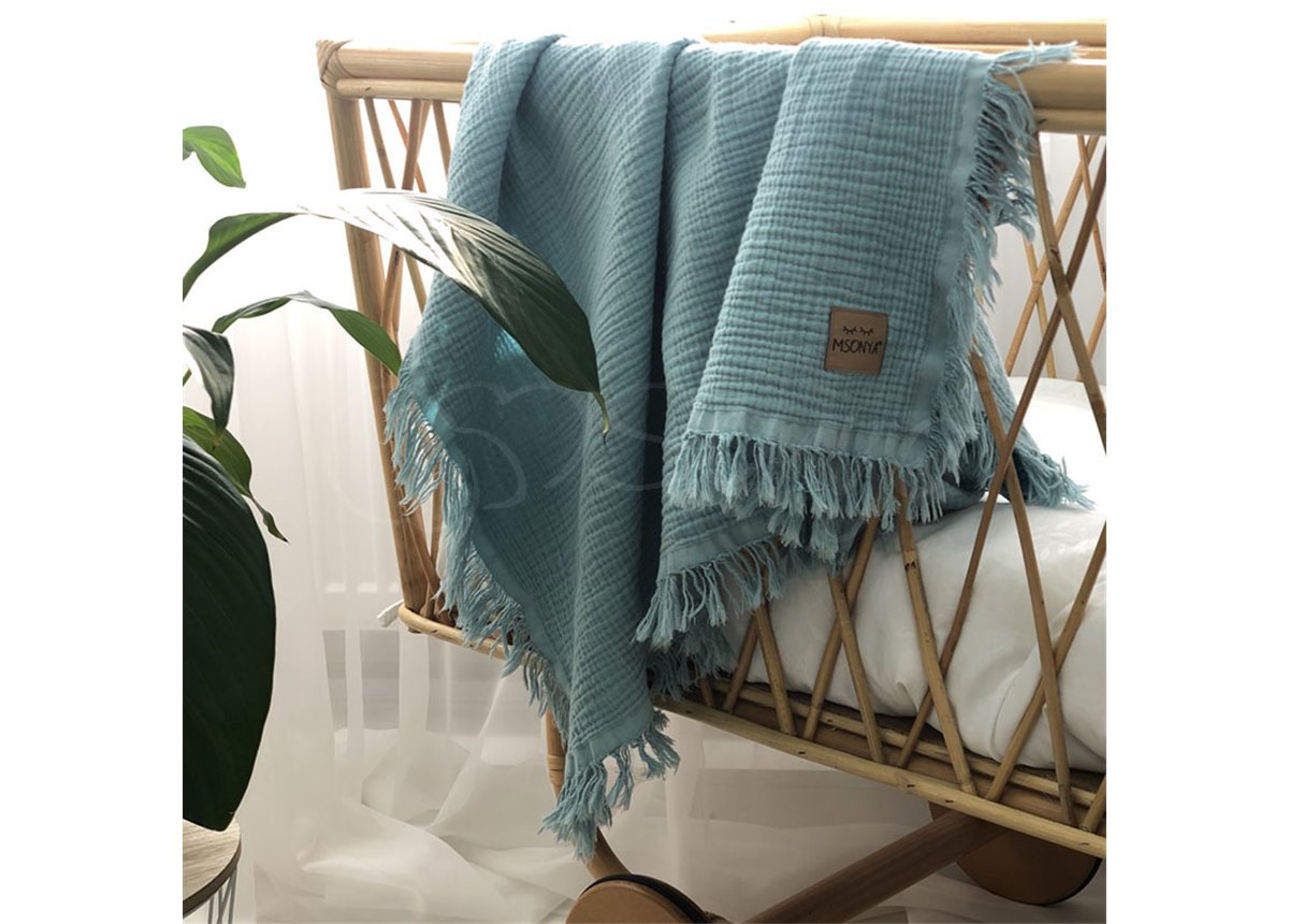 Плед муслин Жатка мята 80х100 Маленькая Соня