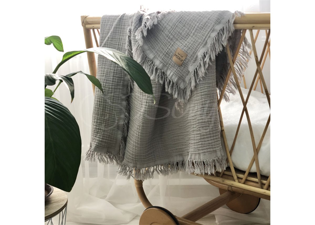 Плед муслин Жатка серый 80х100 Маленькая Соня