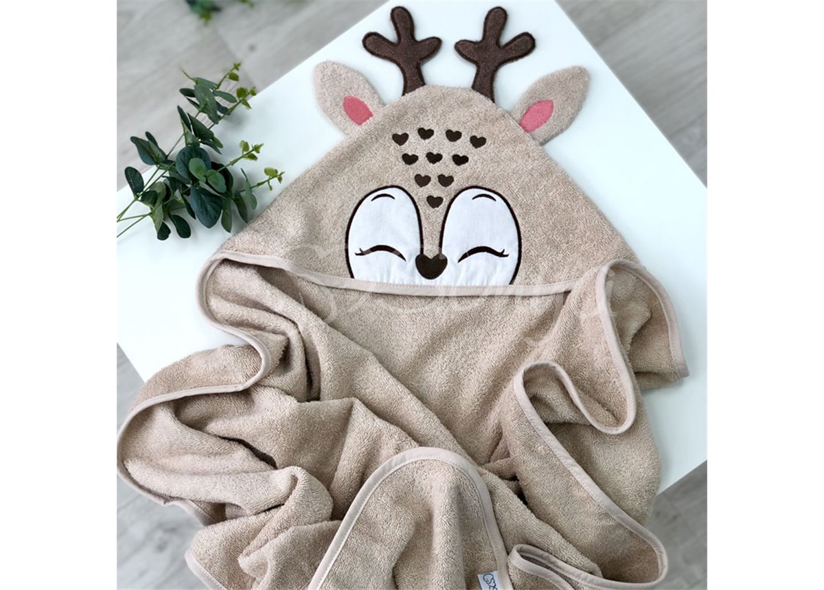 Полотенце - уголок Оленёнок бежевый 80x100 Маленькая Соня