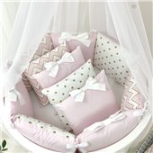 Комплект Shine зигзаг (6 предметов) для круглых кроваток Маленькая Соня розовый