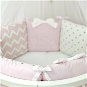 Комплект Shine зигзаг (6 предметов) для круглых кроваток Маленькая Соня розовый
