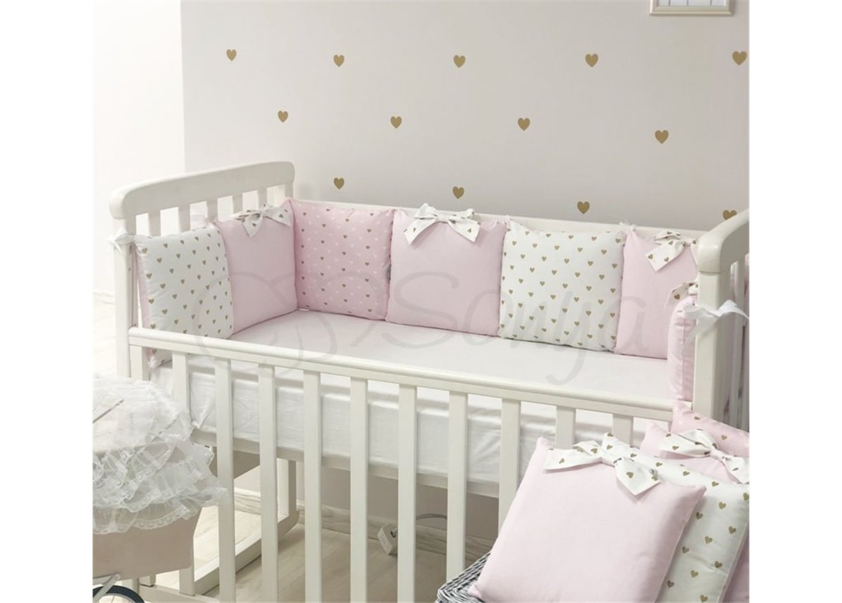Защита Shine сердечко + простыня Маленькая Соня розовый