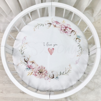 Простынь на резинке для круглых кроваток Heart and flowers  Маленькая Соня 70x70