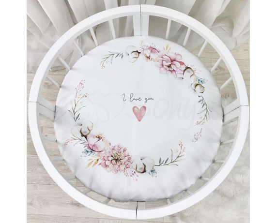 Простынь на резинке для круглых кроваток Heart and flowers Маленькая Соня 70x70