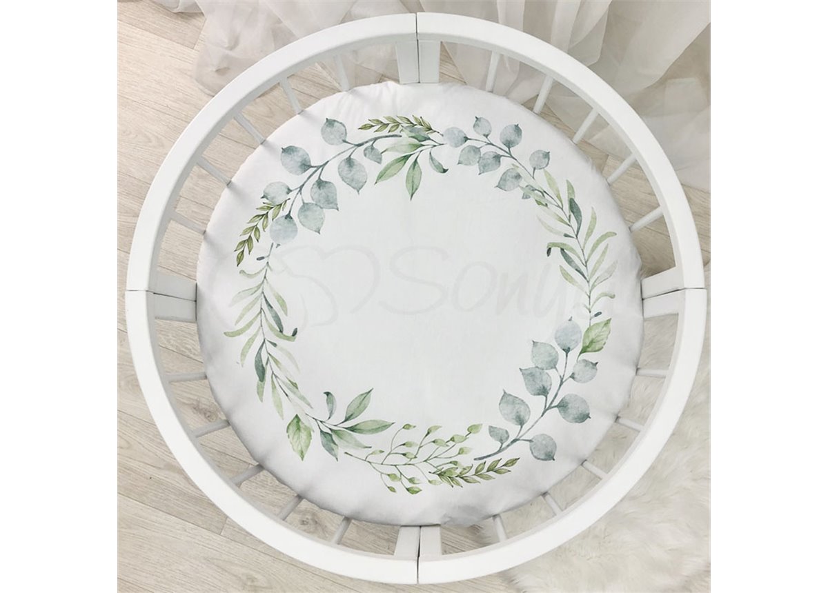 Простынь на резинке для круглых кроваток Зелёный венок  Маленькая Соня 70x70