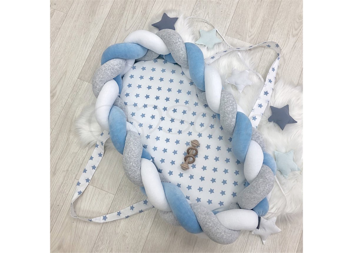 Кокон-трансформер бортик-коса Серо-голубой Маленькая Соня