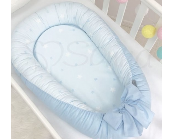 Кокон Baby Design Звезды на голубом Маленькая Соня 90x65