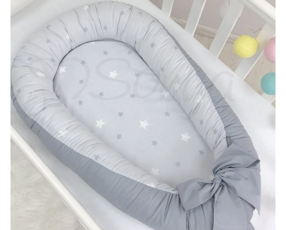 Кокон Baby Design Звезды на сером Маленькая Соня 65x30