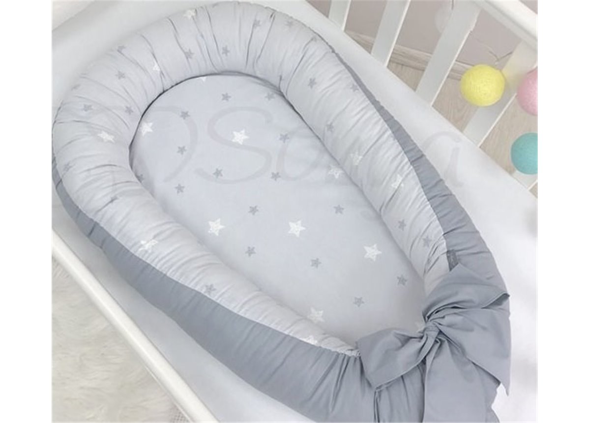Кокон Baby Design Звезды на сером Маленькая Соня 90x65