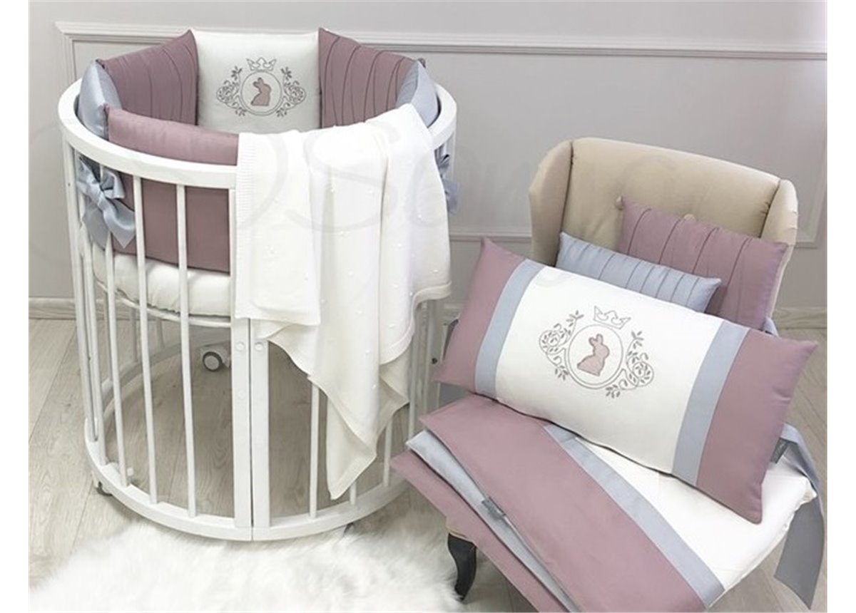 Комплект Royal пудра для круглых кроваток (6 предметов) Маленькая Соня